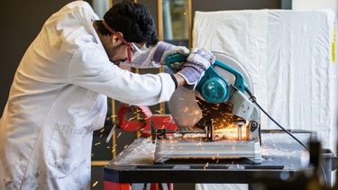 Engineering student working in the workshop