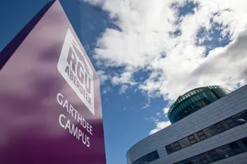 An ICRGU Garthdee campus building and sign