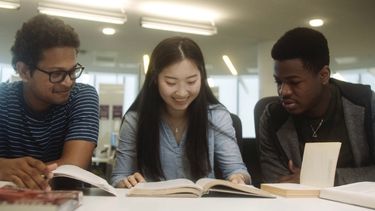 Students studying in the classroom