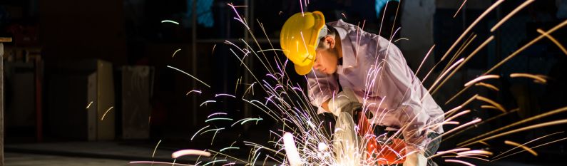 Engineer creating sparks