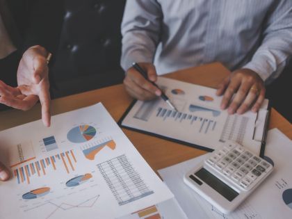 Financial workers assessing risk