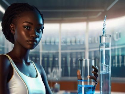 AI-generated image of a scientist working in water purification