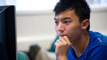 Student looking at computer screen